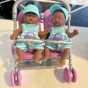 My mini baby Twin Boys in Stroller - Rare